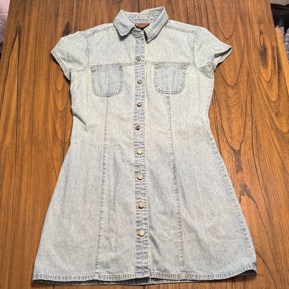 Vintage‎ Blue Denim Button-Up Mini Dress